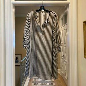 Banana Republic blue and off white striped jacket dress (bw)
